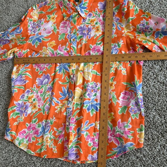 Lauren Ralph Lauren Womens Sz XL Floral Button-Up Shirt Casual Spring/Summer Top - Picture 5 of 6